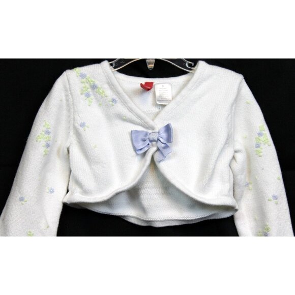 2004 Gymboree Petit Four White Cardigan Bolero Sweater sz 5 Easter Lavender Flow - Picture 2 of 9